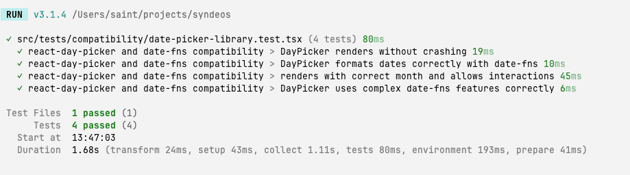 Jest Tests running terminal image